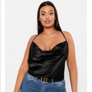 Plus Cross Back Cowl Neck Satin Cami(BOOHOO PLUS)